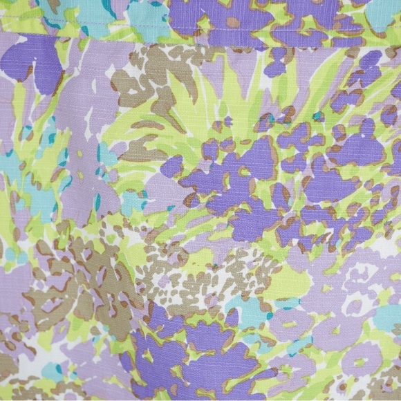 TALBOTS Women's 6 Purple & green watercolor floral stretch skirt knee length - Picture 4 of 4